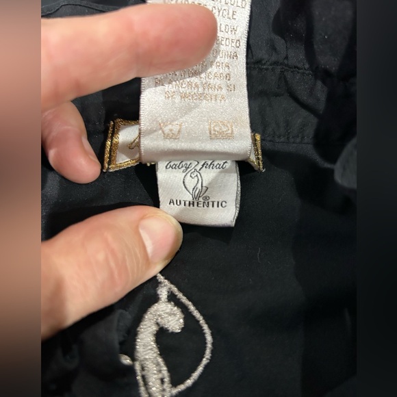 Baby Phat Y2K vintage black button up midi dress with ruffled cap sleeve size 1X - Picture 12 of 14